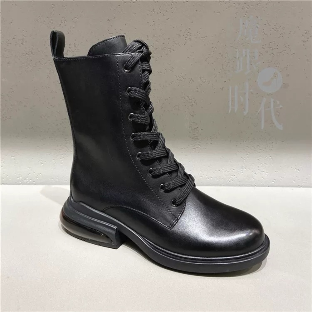 Black Lace-Up Women's Boots